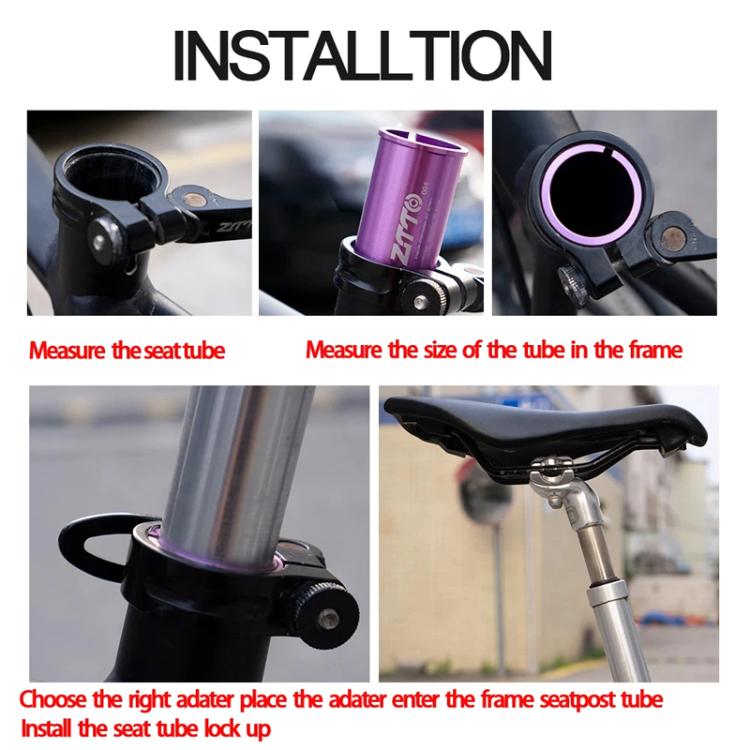 28.6-31.8mm 014 2pcs ZTTO Bicycle Seat Post Conversion Sleeve Reducer Cover(Purple)