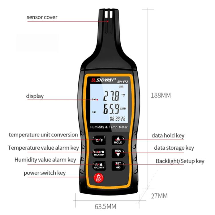 SNDWAY SW-572 Handheld Digital Temperature Humidity Meter High Sensitivity Temperature Humidity Meter