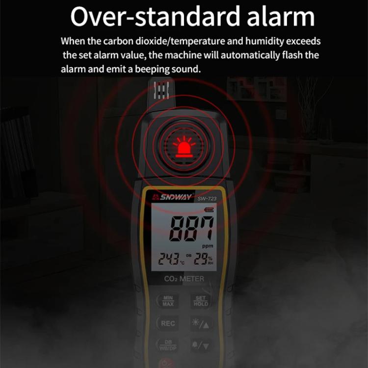 SNDWAY SW-723 Carbon Dioxide Gas Detector Handheld Indoor Household Air CO2 Concentration Alarms