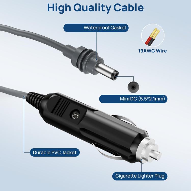 EDUP EP-SK0101 3m Mini Car Charger Cigarette Lighter To DC5.5 x 2.1mm Car Waterproof Power Cable