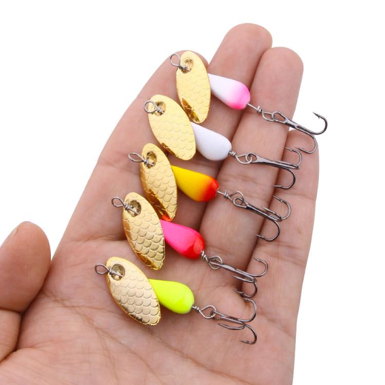 5colors / Box HENGJIA Single Hook Sequins Road Runner Bait Fishing False Lures(5.5CM-4.6G)