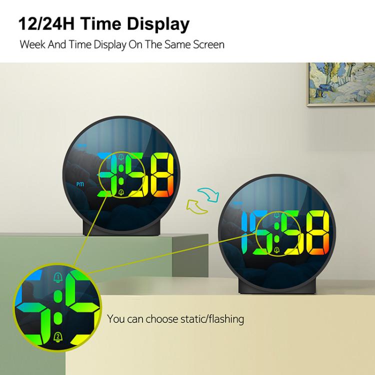 EDUP EH-8816 Simple Digital Electronic Clock Night Light Battery Plug-in Dual Power Mode Alarm Clock(White Case Colorful Letter)