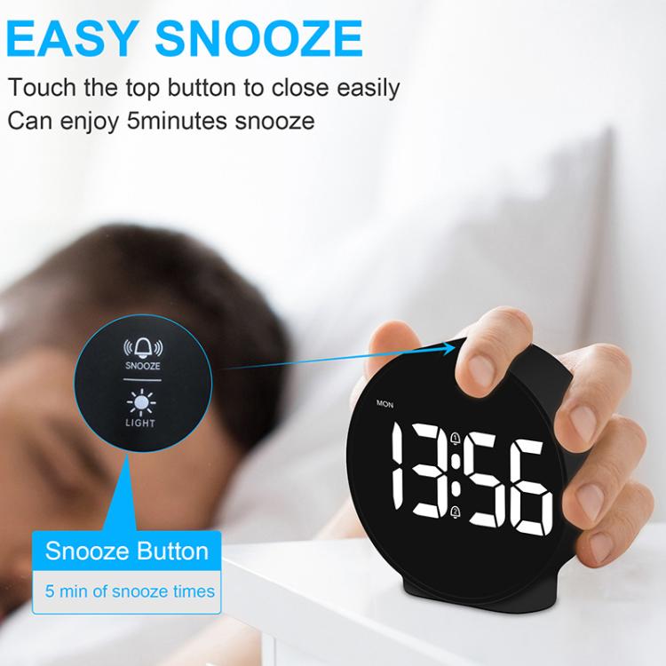 EDUP EH-8816 Simple Digital Electronic Clock Night Light Battery Plug-in Dual Power Mode Alarm Clock(White Case Colorful Letter)