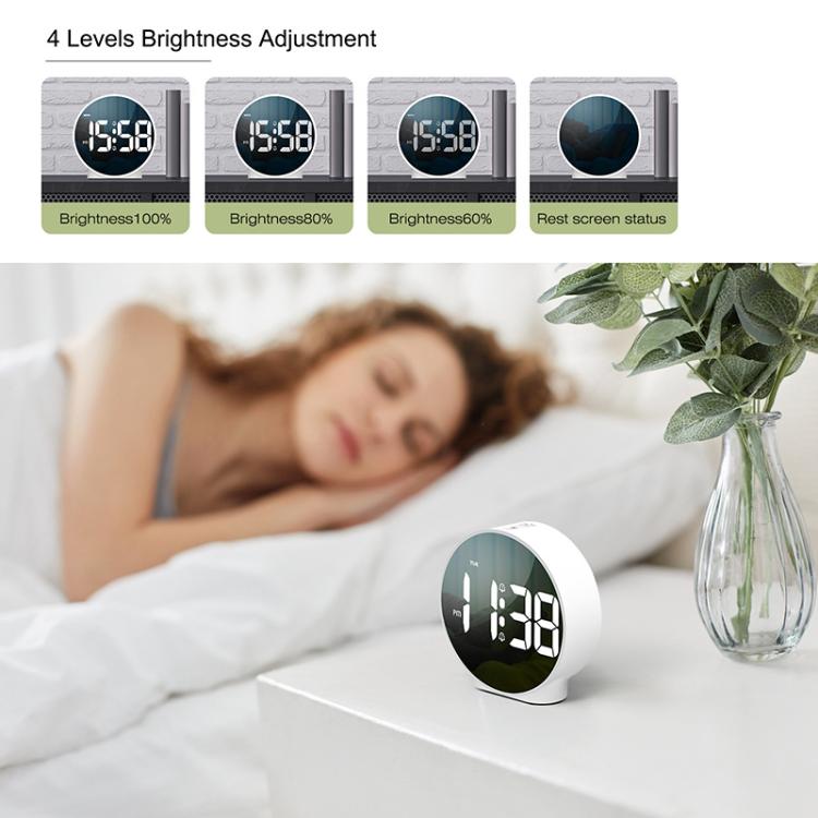 EDUP EH-8816 Simple Digital Electronic Clock Night Light Battery Plug-in Dual Power Mode Alarm Clock(White Case White Letter)