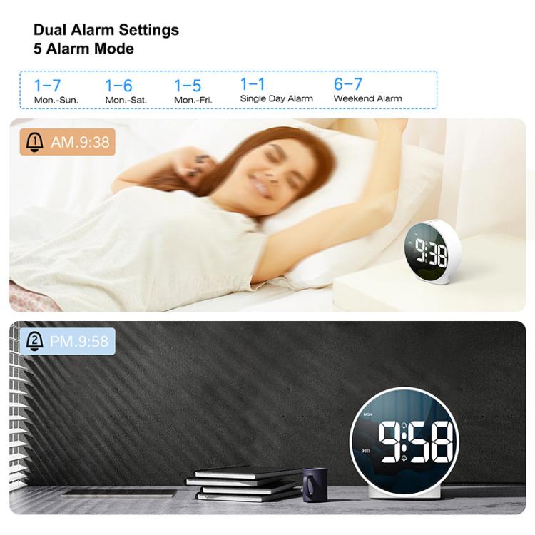 EDUP EH-8816 Simple Digital Electronic Clock Night Light Battery Plug-in Dual Power Mode Alarm Clock(White Case Colorful Letter)