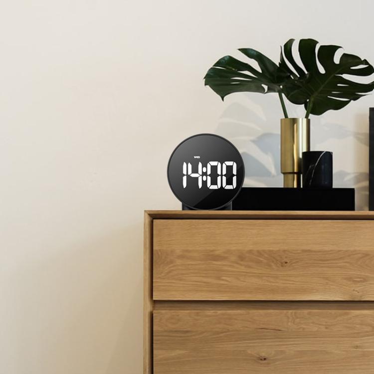 EDUP EH-8816 Simple Digital Electronic Clock Night Light Battery Plug-in Dual Power Mode Alarm Clock(White Case Colorful Letter)