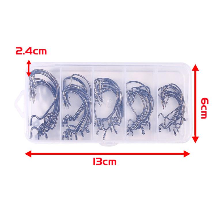 HENGJIA FH013 50pcs / Box Outdoor Fishing Cranked Stripers Hook Set, Color: Red