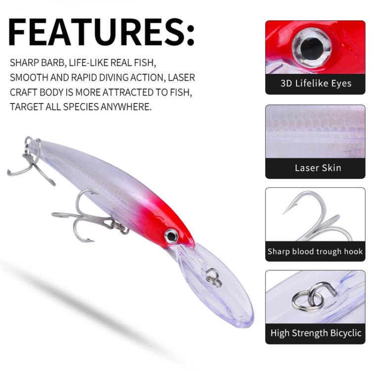 PROBEROS DW627 Long-Distance Casting Large Minnow Lure Fishing Bionic Bait, Style: C(17cm/32g)