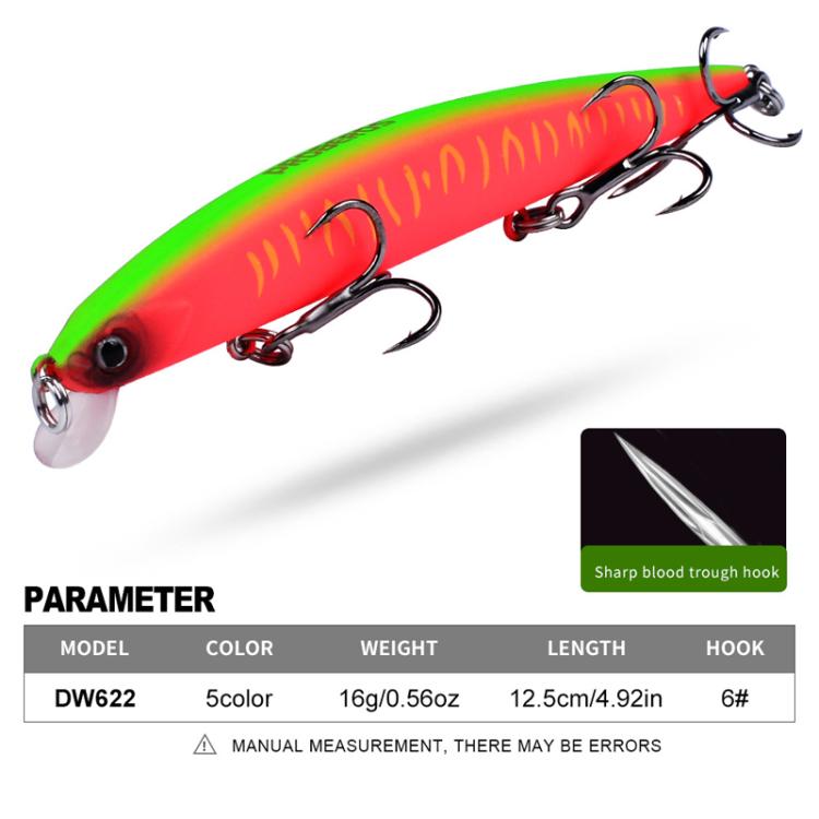 PROBEROS DW622 12.5cm-16g Submerged Minnow Lure All-Purpose Sea Fishing Plastic Bionic Hard Bait(C)
