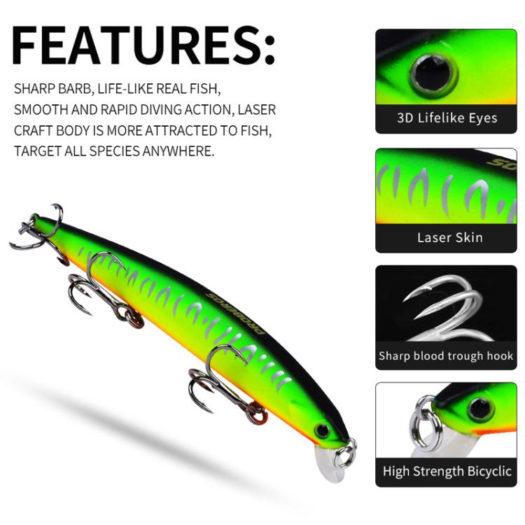 PROBEROS DW622 12.5cm-16g Submerged Minnow Lure All-Purpose Sea Fishing Plastic Bionic Hard Bait(C)