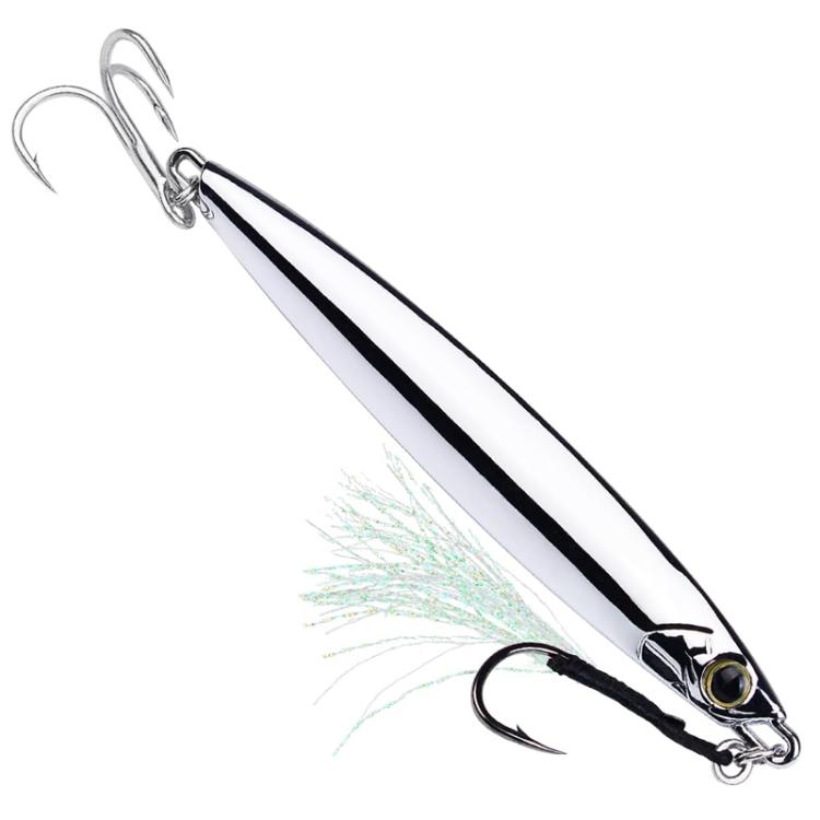 80g PROBEROS LF144 Zinc Alloy Lure Long-Distance Casting Fast-Draw Spanish Mackerel Mirror Bait(Silver)