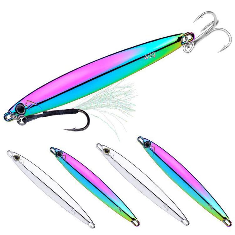 80g PROBEROS LF144 Zinc Alloy Lure Long-Distance Casting Fast-Draw Spanish Mackerel Mirror Bait(Silver)