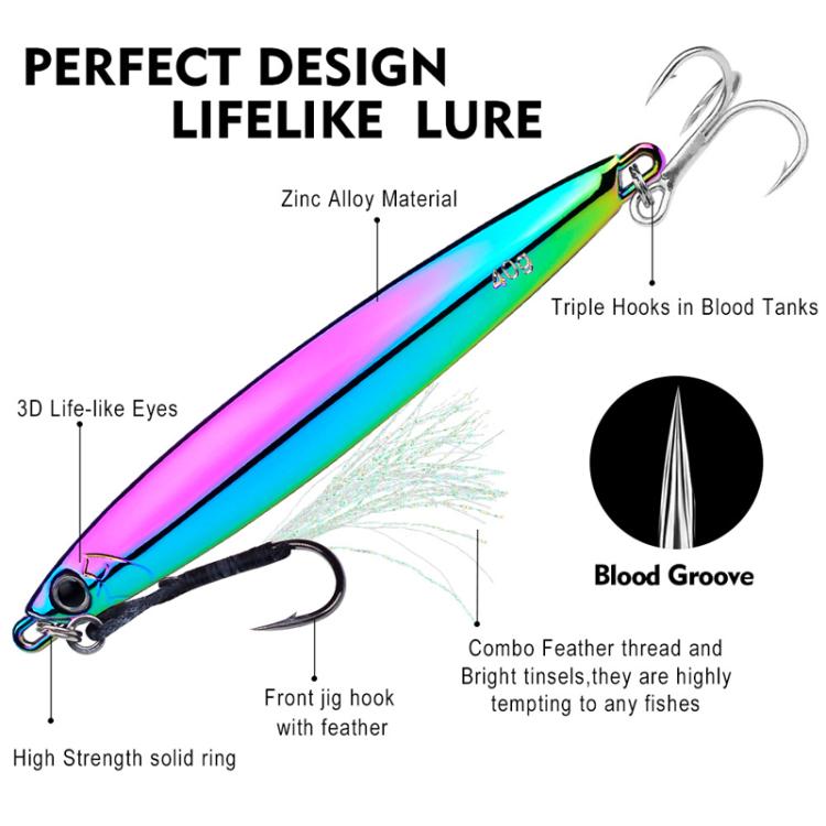 30g PROBEROS LF144 Zinc Alloy Lure Long-Distance Casting Fast-Draw Spanish Mackerel Mirror Bait(Silver)
