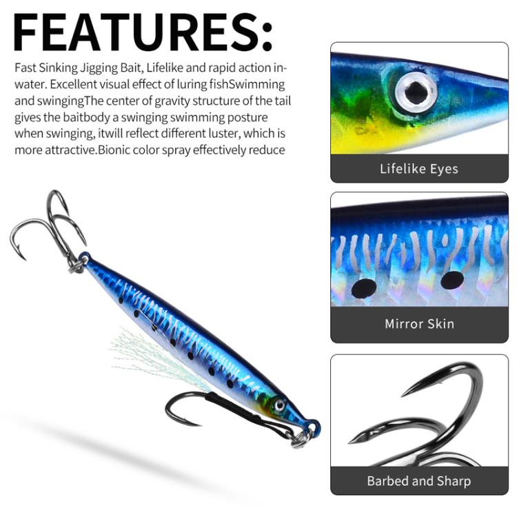 17G PROBEROS LF151 Long-Distance Casting Sinking Lure 3D Fast-Draw Sea Fishing Mackerel Hook(E)