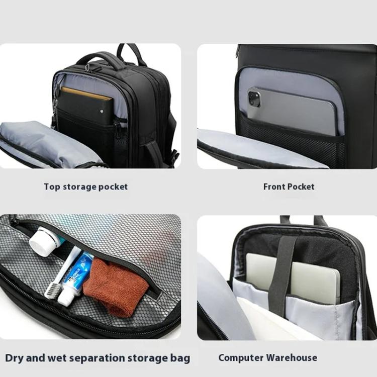 BANGE BG-3055 Men Large Capacity Shoulder Bag Expanded Capacity Business Travel Backpack(Blue)