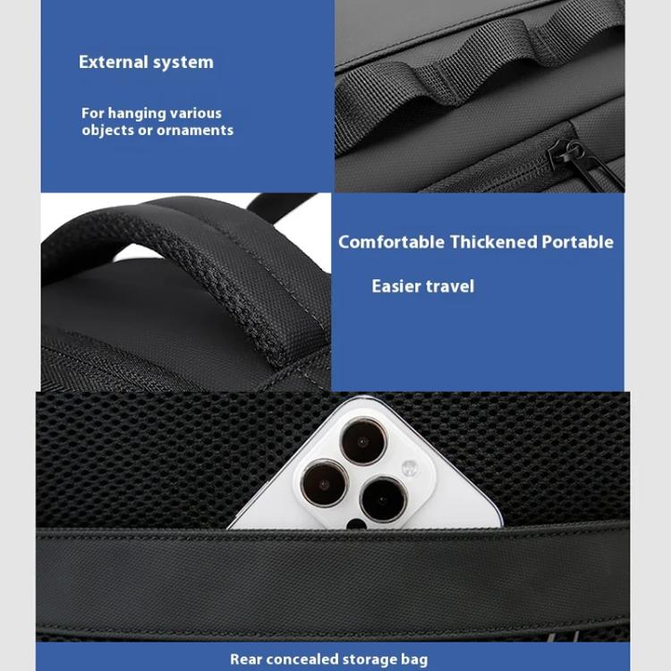 BANGE BG-3055 Men Large Capacity Shoulder Bag Expanded Capacity Business Travel Backpack(Blue)
