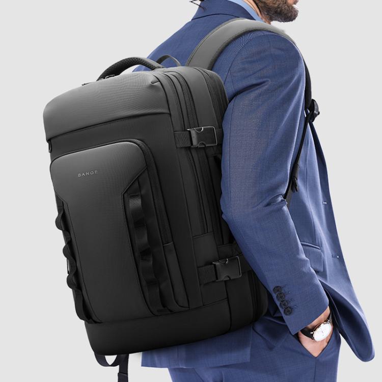 BANGE BG-3055 Men Large Capacity Shoulder Bag Expanded Capacity Business Travel Backpack(Black)