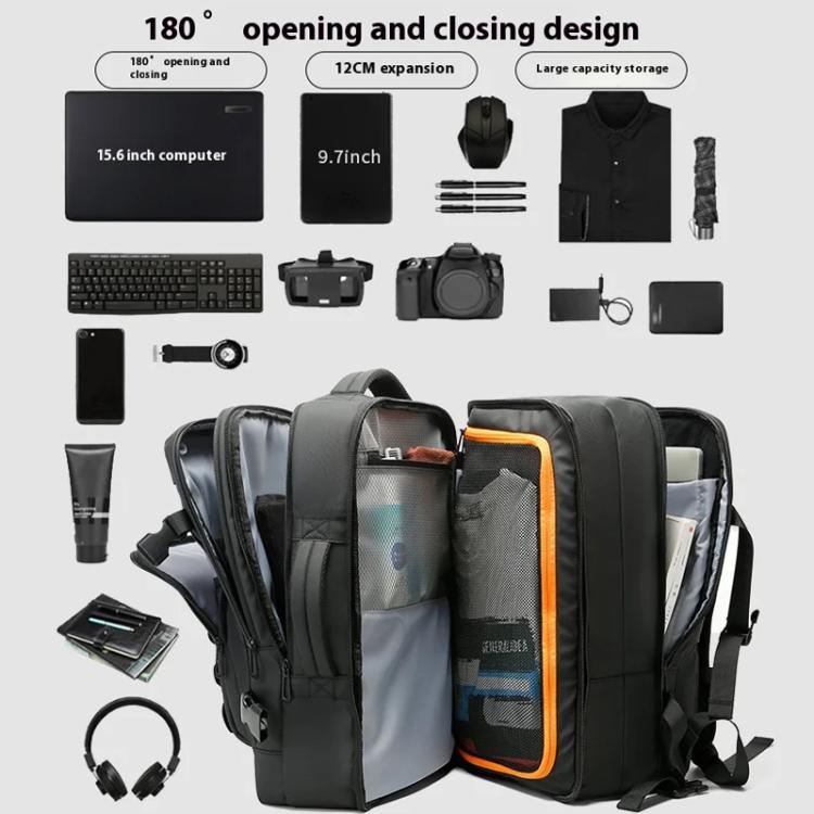 BANGE BG-3055 Men Large Capacity Shoulder Bag Expanded Capacity Business Travel Backpack(Black)