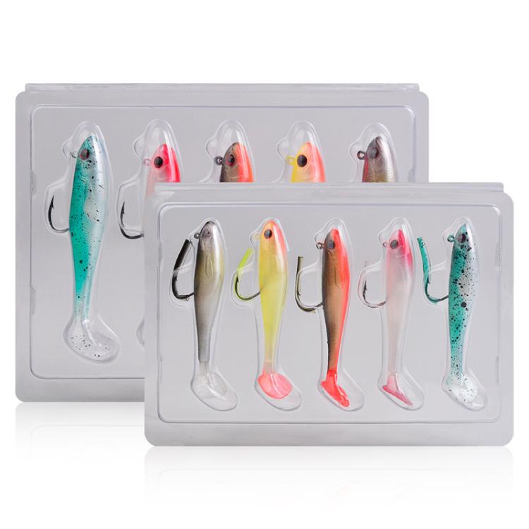 PROBEROS DW6092N6A 5pcs / Set T-Tail Lua False Bait Single Hook Full Swimming Submerged Imitation Soft Lure