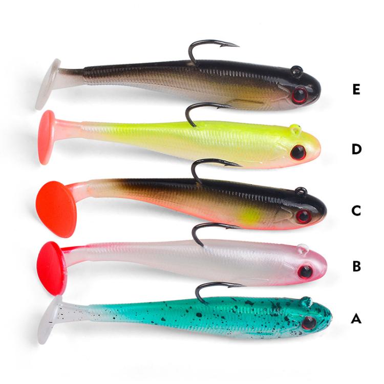 PROBEROS DW6092N12A 5pcs / Set T-Tail Lua False Bait Single Hook Full Swimming Submerged Imitation Soft Lure