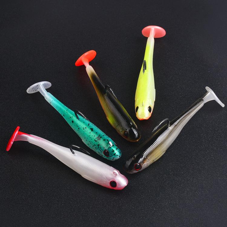 PROBEROS DW6092N6A 5pcs / Set T-Tail Lua False Bait Single Hook Full Swimming Submerged Imitation Soft Lure