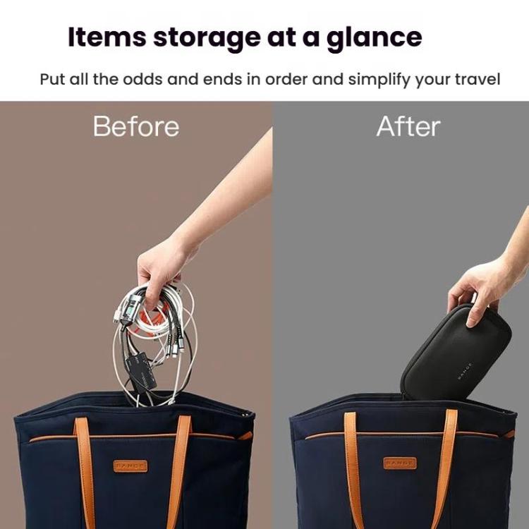 BANGE 3067 Travel Digital Storage Bag Multi-compartment Data Cable Daily Business Trip Handbag(Black)