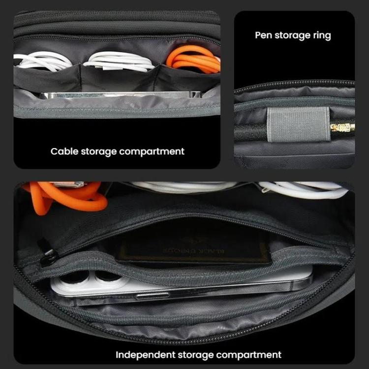 BANGE 3067 Travel Digital Storage Bag Multi-compartment Data Cable Daily Business Trip Handbag(Black)
