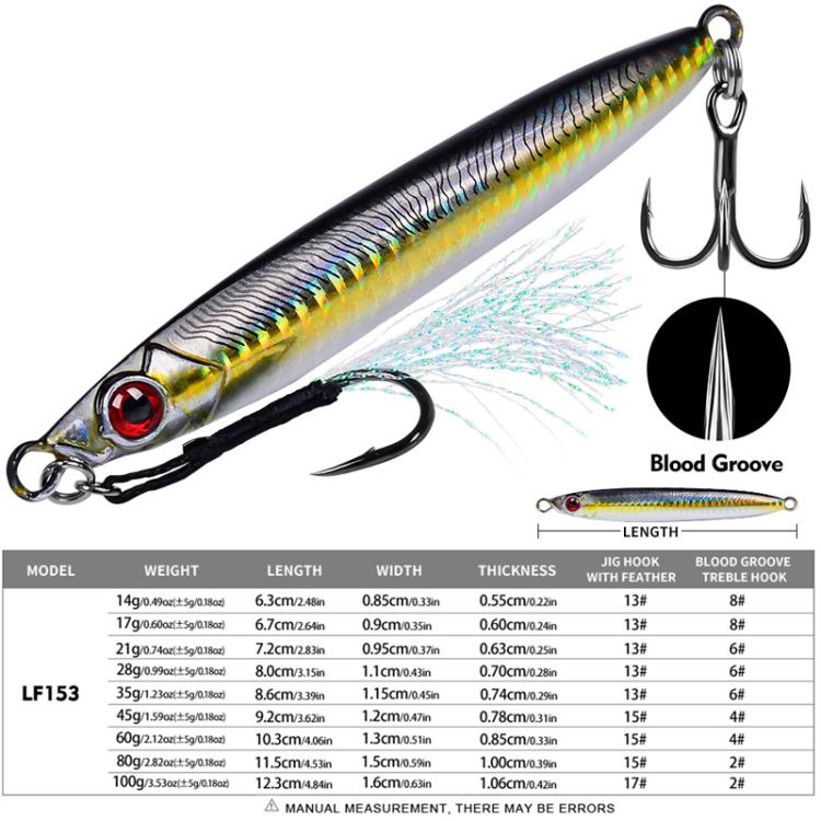 28G PROBEROS LF153 3D Fast Twitch Sea Fishing Road Runner Lure Long Casting Quick Sinking False Bait(E)