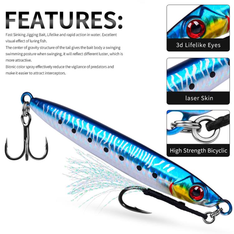 60G PROBEROS LF153 3D Fast Twitch Sea Fishing Road Runner Lure Long Casting Quick Sinking False Bait(D)