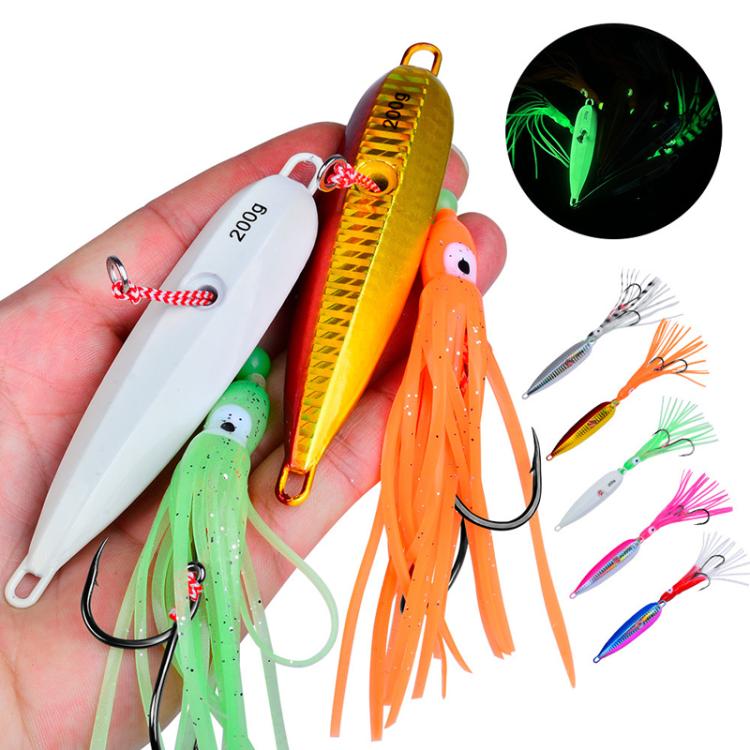 40G PROBEROS LF159 Luminous Bearded Squid Hook Slow Cranking Road Runner Iron Plate Bionic False Bait(D)