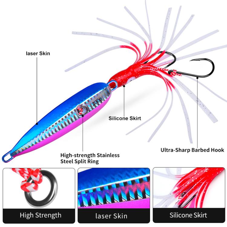 150G PROBEROS LF159 Luminous Bearded Squid Hook Slow Cranking Road Runner Iron Plate Bionic False Bait(D)