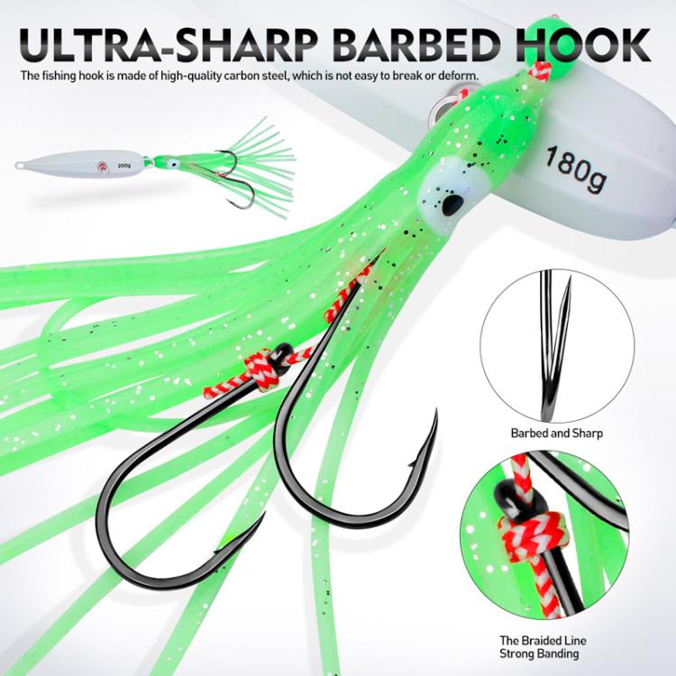 100G PROBEROS LF159 Luminous Bearded Squid Hook Slow Cranking Road Runner Iron Plate Bionic False Bait(C)