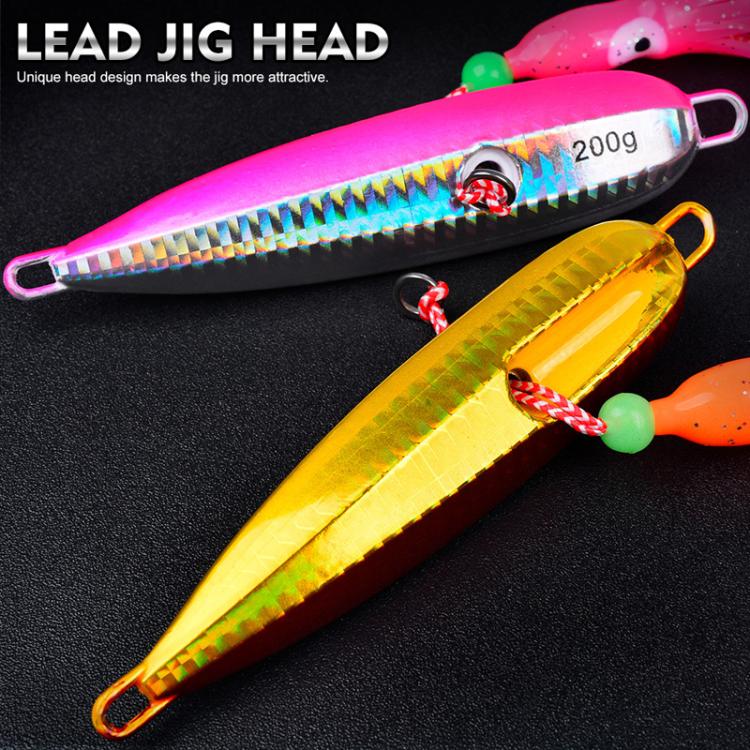 200G PROBEROS LF159 Luminous Bearded Squid Hook Slow Cranking Road Runner Iron Plate Bionic False Bait(D)