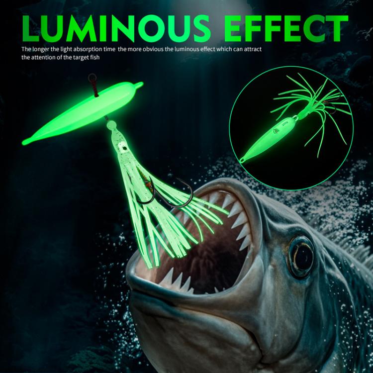 80G PROBEROS LF159 Luminous Bearded Squid Hook Slow Cranking Road Runner Iron Plate Bionic False Bait(E)