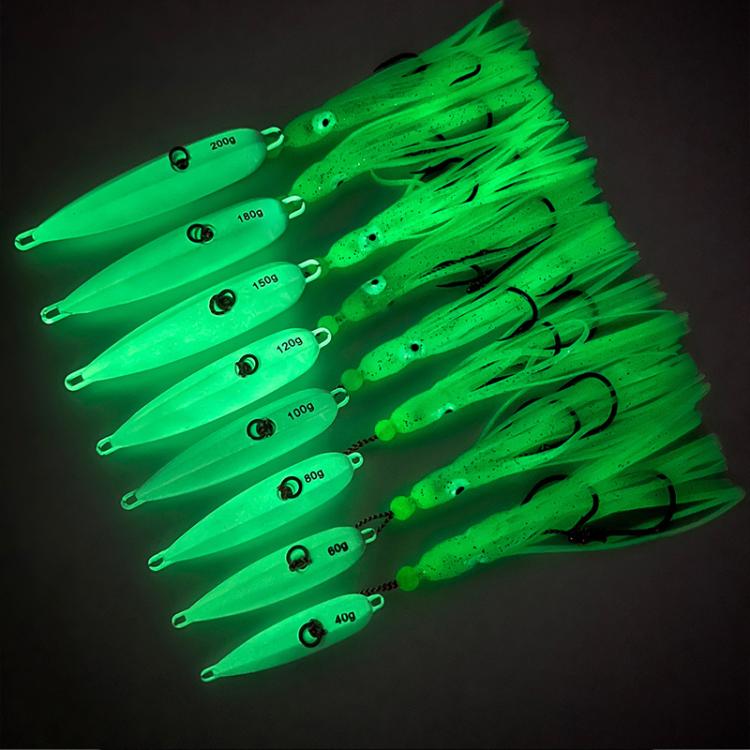 100G PROBEROS LF159 Luminous Bearded Squid Hook Slow Cranking Road Runner Iron Plate Bionic False Bait(B)
