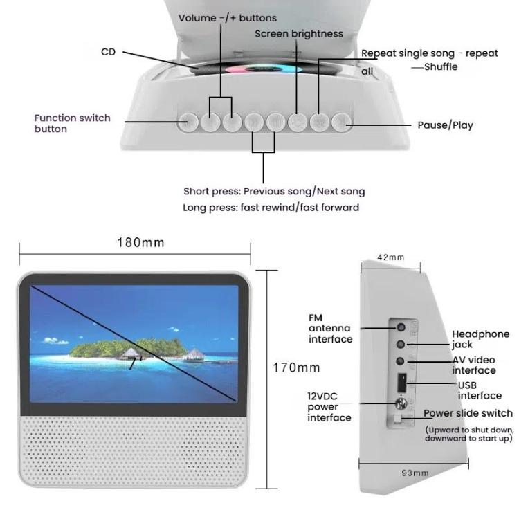Kecag KC-906 Home Portable Mobile DVD Player VCD Video Player, Spec: EU Plug(White)