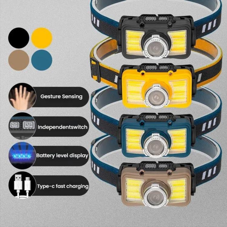 E-SMARTER W6100A LED Mini Wave Sensor Headlamp COB Outdoor Adventure Fishing Bright Headlamp(Black)