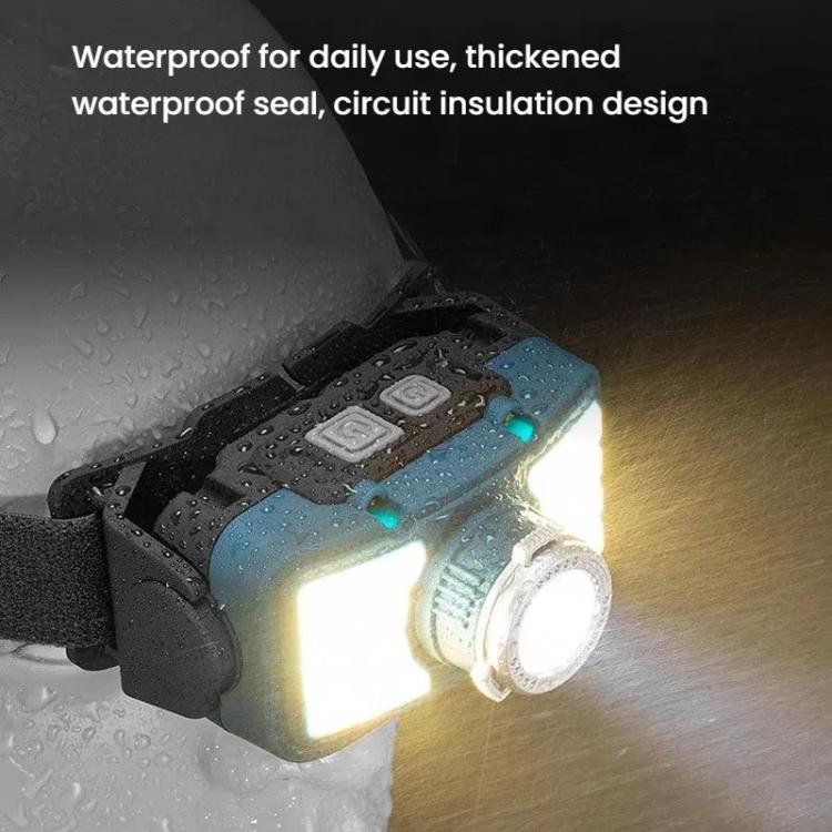 E-SMARTER W6100A LED Mini Wave Sensor Headlamp COB Outdoor Adventure Fishing Bright Headlamp(Black)