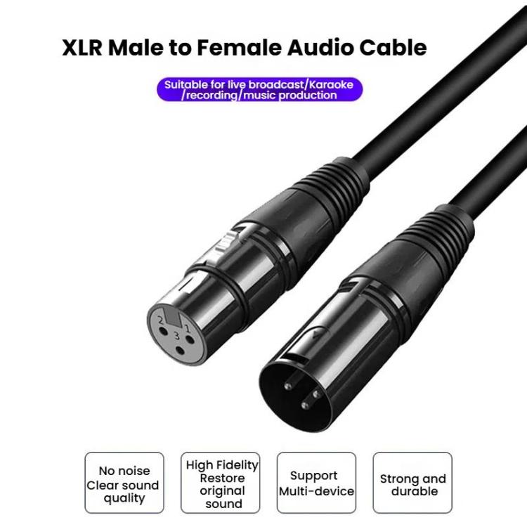 VEGGIEG Male to Female Microphone Stereo Microphone Cable Amplifier XLR Balanced Copper Cannon Audio Cable, Length: 10m(Black)