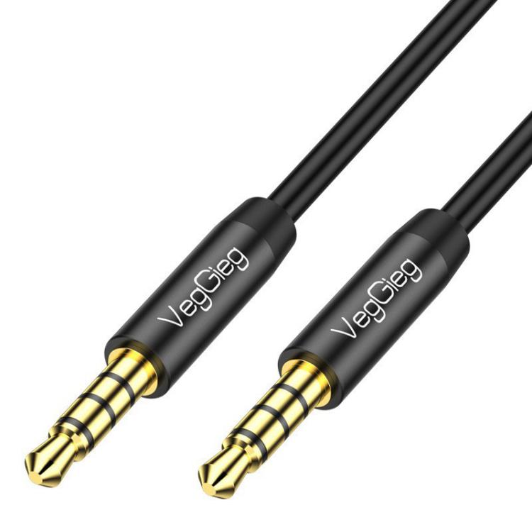 VegGieg 3.5mm Male To Male Aux Audio Cable Phone Computer Car Earphone Listening Audio Connection Cable, Length: 1m(Black)