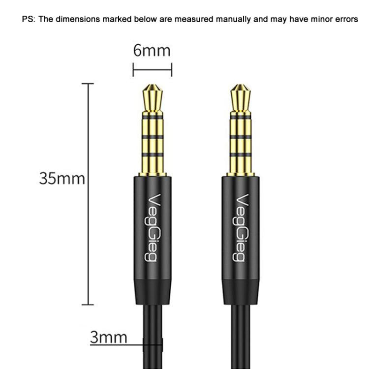 VegGieg 3.5mm Male To Male Aux Audio Cable Phone Computer Car Earphone Listening Audio Connection Cable, Length: 1m(Black)