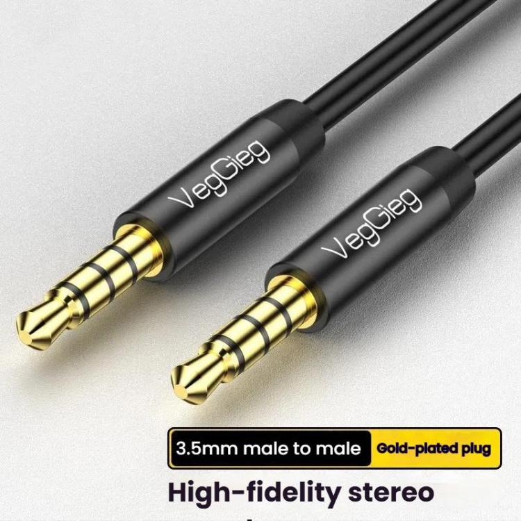 VegGieg 3.5mm Male To Male Aux Audio Cable Phone Computer Car Earphone Listening Audio Connection Cable, Length: 1m(Black)