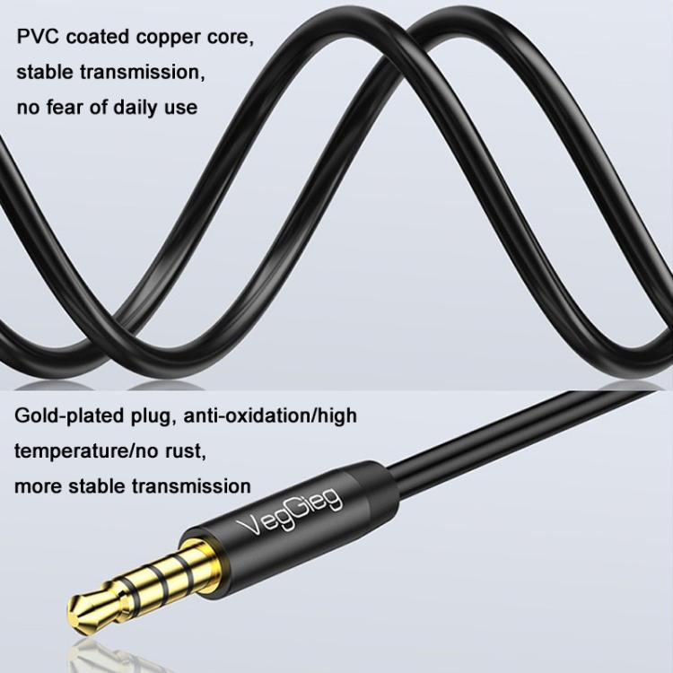 VegGieg 3.5mm Male To Male Aux Audio Cable Phone Computer Car Earphone Listening Audio Connection Cable, Length: 3m(Black)