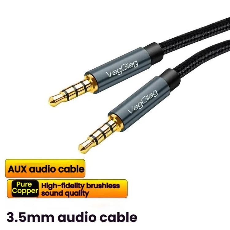 VegGieg Aux Car Audio Cable 3.5mm Male To Male Connection Cable For Phone Computer Stereo Amplifier Earphone, Length: 5m(Braided)