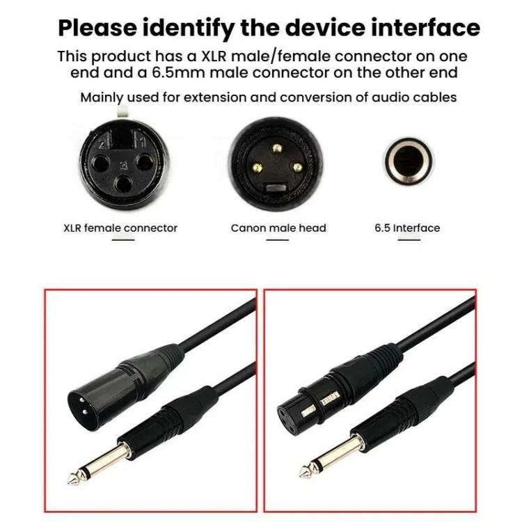 VEGGIEG 3Pin XLR Speaker Loudspeaker Cable Mixer Audio Microphone Cable, Length: 3m(6.5mm To XLR Male)