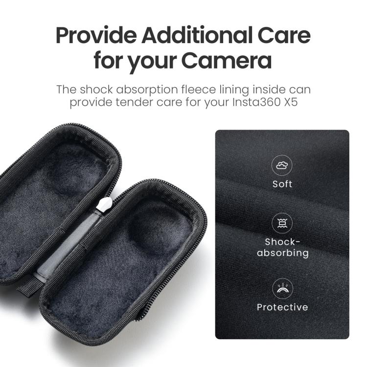 For Insta360 X5 Camera aMagisn Storage Bag Hard Shell Protective Case with Carabiner Clip, Storage Bag