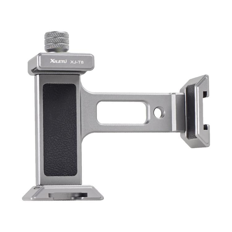 XILETU  XJ-T8 Metal Phone Holder Clamp With Cold Shoe 1/4-inch Screw Hole & Arca-Swiss Compatible Base(Gray)