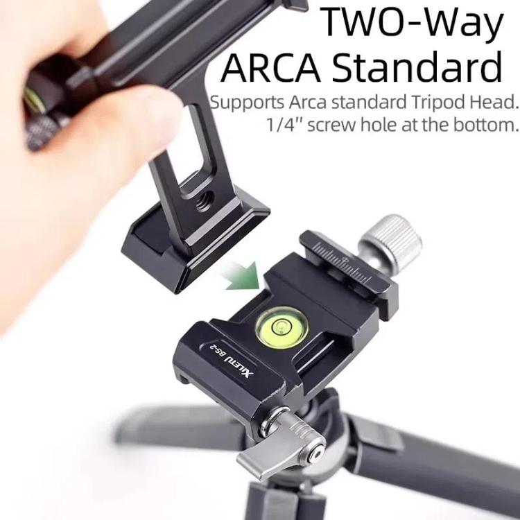 XILETU  XJ-T8 Metal Phone Holder Clamp With Cold Shoe 1/4-inch Screw Hole & Arca-Swiss Compatible Base(Black)