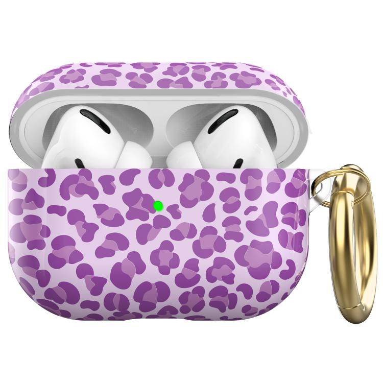 For AirPods Pro 2 / Pro AhaStyle TPU Leopard Print Protective Case(Purple)