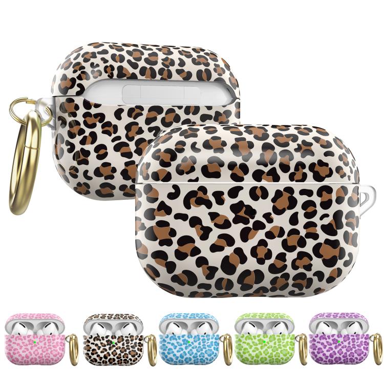 For AirPods Pro 2 / Pro AhaStyle TPU Leopard Print Protective Case(Blue)
